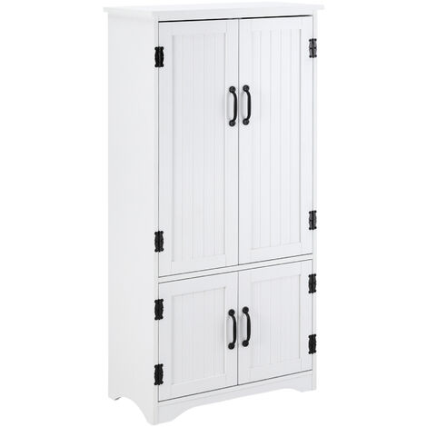 main image of "HOMCOM Accent Floor Storage Cabinet Kitchen Pantry w/ Adjustable Shelves Doors White"