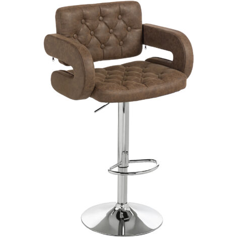HOMCOM Adjustable Height Barstool Steel Pole PU Leather Bistro Home Kitchen Coffee