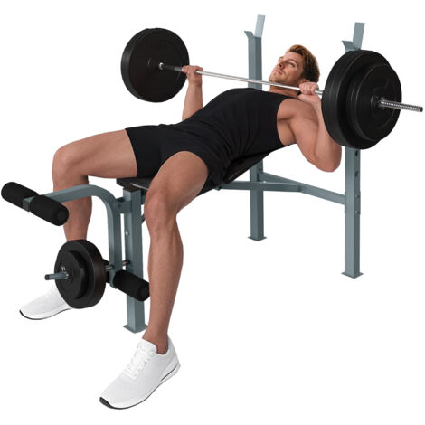 HOMCOM Adjustable Multi Gym Weight Bench Barbell Stand Chest Leg Abs Training