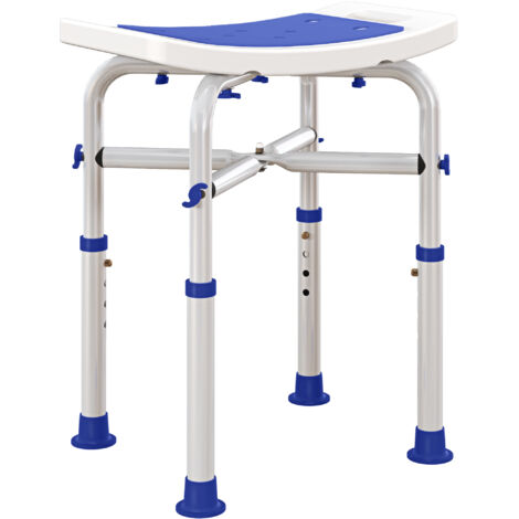 HOMCOM Adjustable Shower Stool with Foot Pads for Elderly Disabled Purple