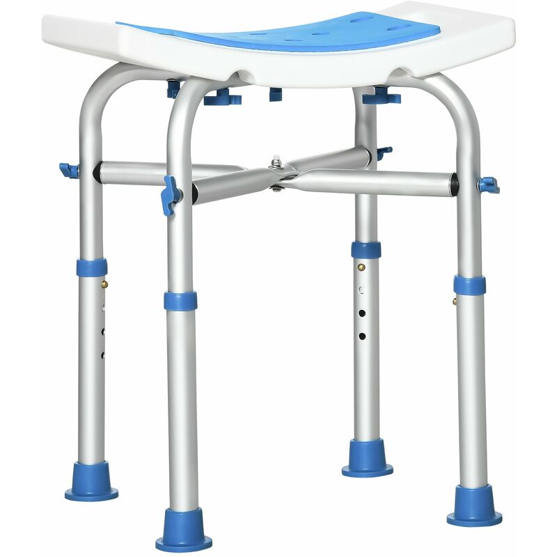 Adjustable Shower Stool with Suction Foot Pads for Elderly Disabled - Blue - Homcom