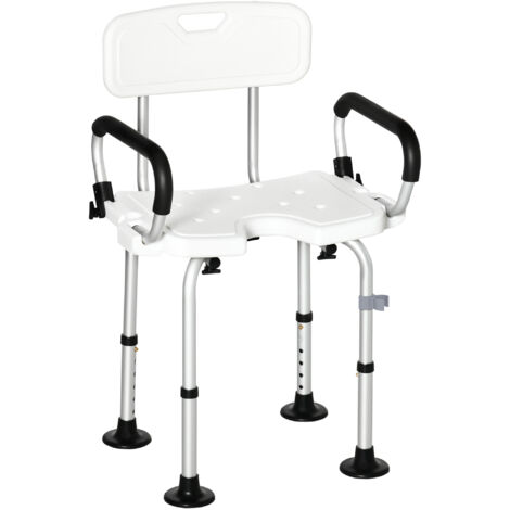 HOMCOM Adjustable Shower Stool with Suction Foot Pads for Elderly Disabled