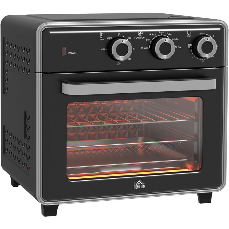 HOMCOM Air Fryer Oven 20L Multifunction Mini Oven With Double Layered Glass Door 1400W, Black