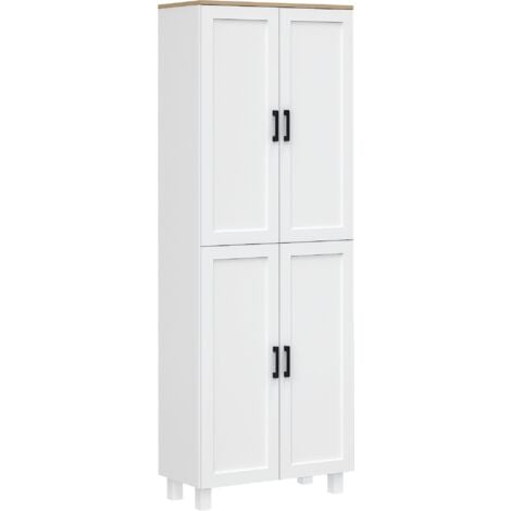 HOMCOM alacena de cocina nórdico mueble aparador de comedor armario de almacenamiento con 4 puertas y estantes ajustables antivuelco 60x30x171 cm