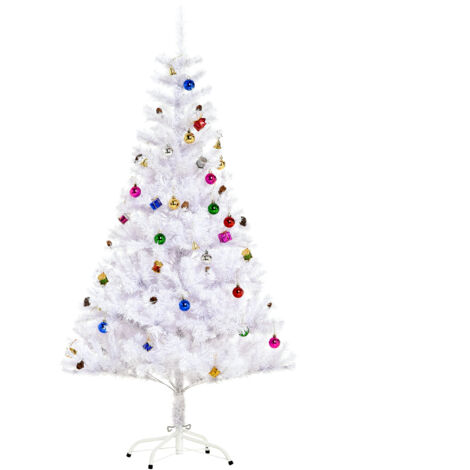 HomCom Albero di Natale 150 cm con 680 Rami Addobbato, Bianco