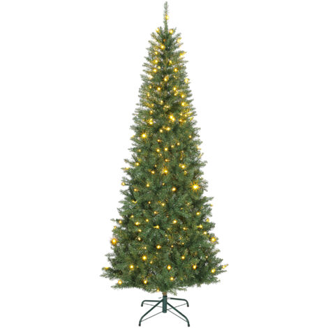 HOMCOM Albero di Natale 210 cm Artificiale con Luci Incorporate Bianche e Colorate in 9 Modalità e 1273 Rami Ignifughi, Albero Abete di Natale Folto Realistico con Base in Metallo Pieghevole per Casa
