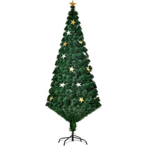 HomCom Albero di Natale Artificiale Abete con 27 LED Luci a Forma di Stella 180cm