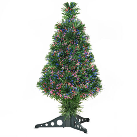 Homcom Albero di Natale Artificiale con 55 Rami con Fibra Ottica 60cm, Verde