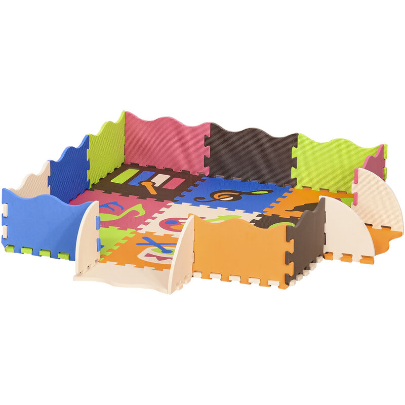 

Homcom - Alfombra Puzzle para Niños 120x90,5x16,5cm con 25 Piezas Espuma EVA Suave 0,9m² - Multicolor