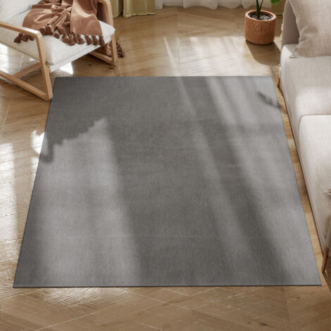 HOMCOM alfombra salón 120x160 cm alfombra lavable en lavadora pelo largo suave estilo moderno tapete para sala de estar dormitorio comedor gris claro
