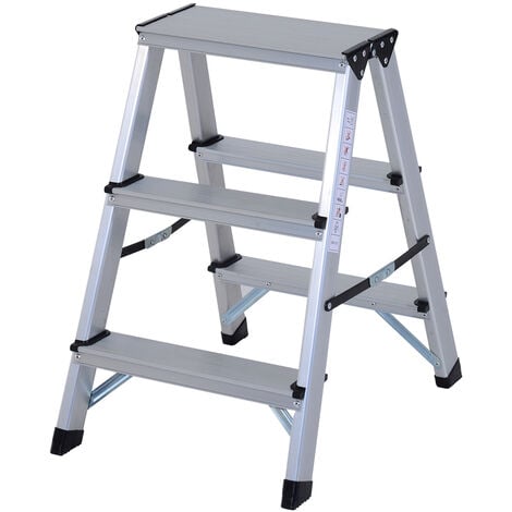 Homcom Aluminium Double Sided Step Ladder Folding A-type Household Stepper