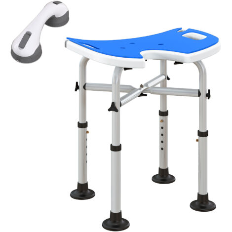 HOMCOM Aluminium Shower Stool for Elderly Disabled Non-Slip Bath Stool Blue