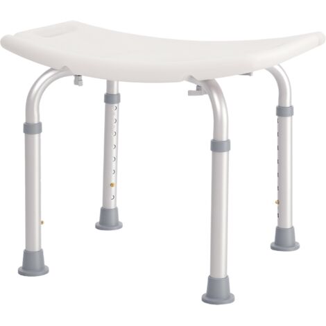 HOMCOM Aluminium Shower Stool w/ Adjustable Height Non-Slip Bath Stool White