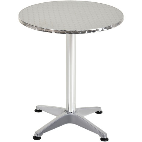 main image of "HOMCOM Aluminum Bistro Bar Table Round Tabletop Dining Wine Pub Stainless Steel 2 Height Settings 70cm/110cm"