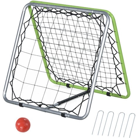 HOMCOM Angle Adjustable Rebounder Net Goal Training Set Football, Baseball - Silver