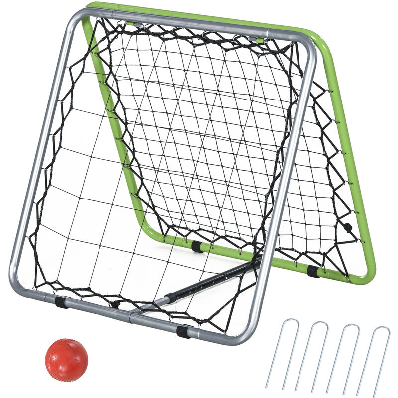 Image of Homcom - Angle Adjustable Rebounder Net Goal Training Set Football, Baseball - Silver