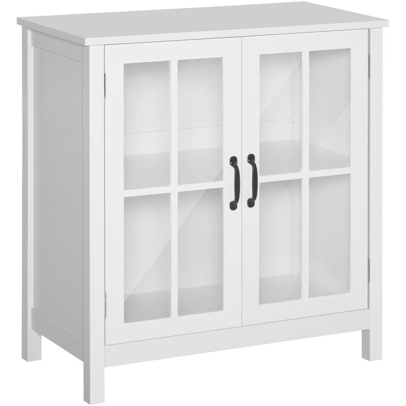 

Aparador de 2 Puertas Balda Ajustable Antivuelco Cocina Baño 80x40x85,3cm Blanco - Blanco