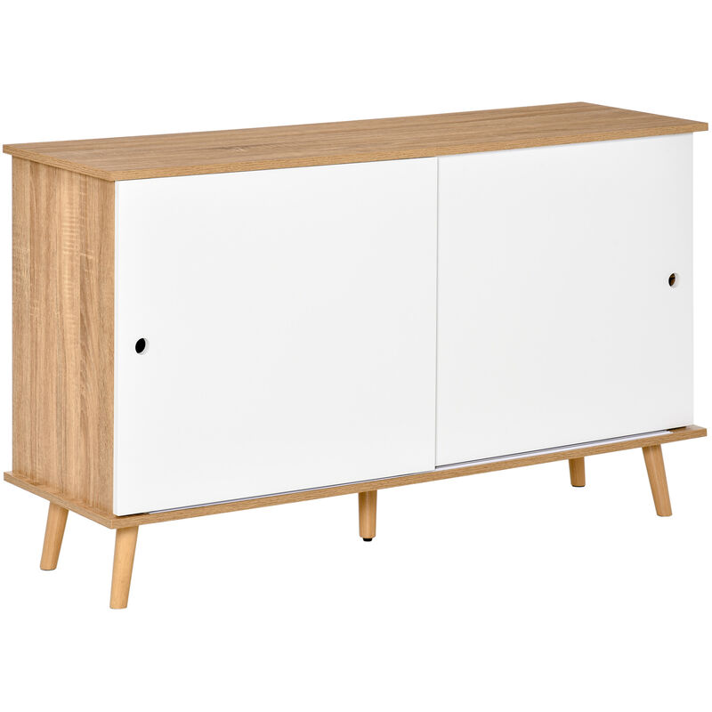 

Aparador de Cocina Buffet para Comedor Salón con 2 Puertas Correderas Estantes Interiores Ajustables y Patas de Madera 130x40x74,5 cm Natural y