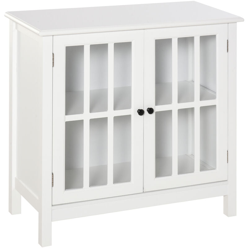 

Aparador de Cocina con 2 Puertas de Vidrio Antivuelco Comedor 80x36,5x76 cm - Blanco