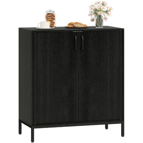 HOMCOM aparador de cocina moderno, aparador para salón con 2 puertas, estante ajustable y base elevada, para comedor, pasillo, 80x40x90 cm, negro