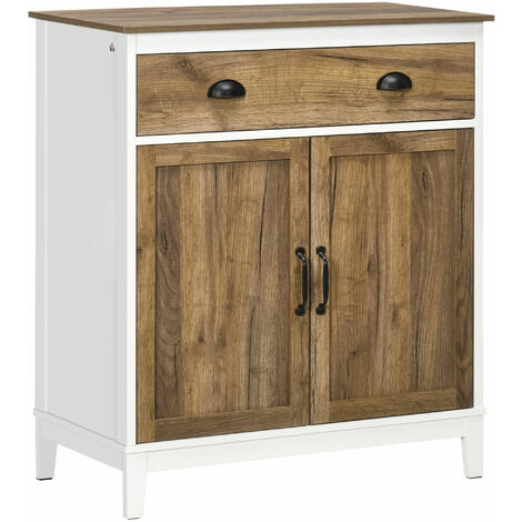 HOMCOM aparador para salón armario de almacenamiento con cajón 2 puertas y estante ajustable para dormitorio comedor cocina 78,5x39x89,4 cm marrón