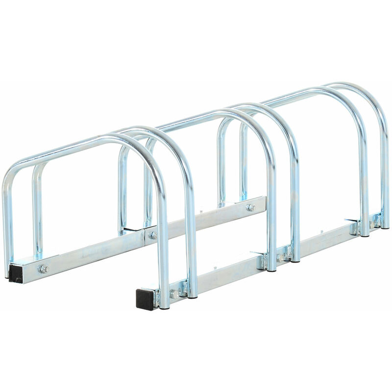 

Soporte de Bicis Aparcamiento Pared o Suelo para 3 Bicicletas Acero - Plata
