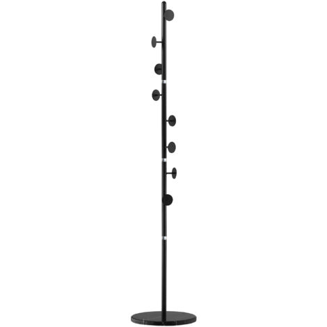 HOMCOM Appendiabiti ad Albero con 8 Ganci Base in Marmo Struttura in Acciaio