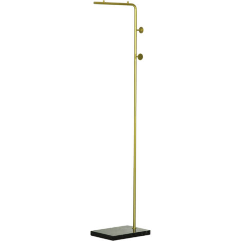 HOMCOM Appendiabiti con 2 Ganci per Ingresso, Camera da Letto e Soggiorno in Metallo e Marmo, 35x25x170 cm, Oro e Nero