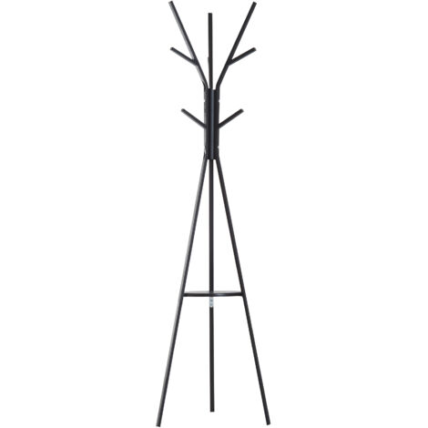 HOMCOM Appendiabiti da Terra per Ingresso Attaccapanni Moderno Nero 45x45x180cm