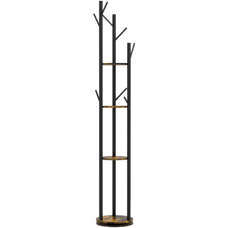 HOMCOM Appendiabiti Girevole 8 Ganci e 4 Mensole Stile Industriale Ø30x175cm