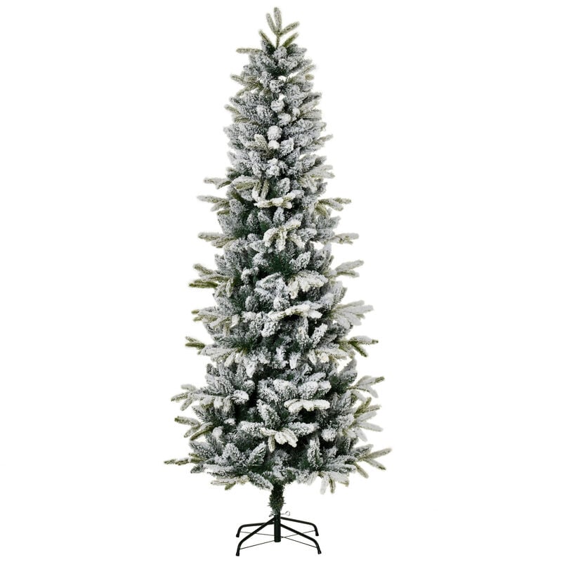 

Homcom - Árbol de Navidad 210 cm Nevado Artificial con 784 Puntas de Rama Ignífugas y Soporte de Acero Decoración Navideña para Interiores Ø70x210 cm