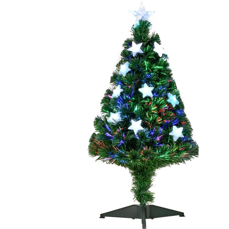 

Homcom - Árbol de Navidad 90cm Artificial Árbol de Pino con 12 LED de 3 Colores 90 Ramas - verde