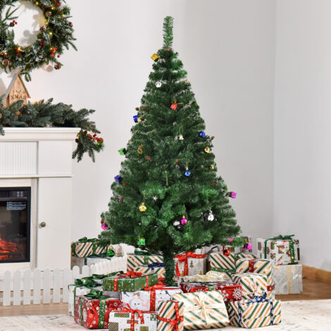HOMCOM Árbol de Navidad Artificial 150 cm con 420 Ramas Adornos Piñas Decoración Navideña para Interiores Verde