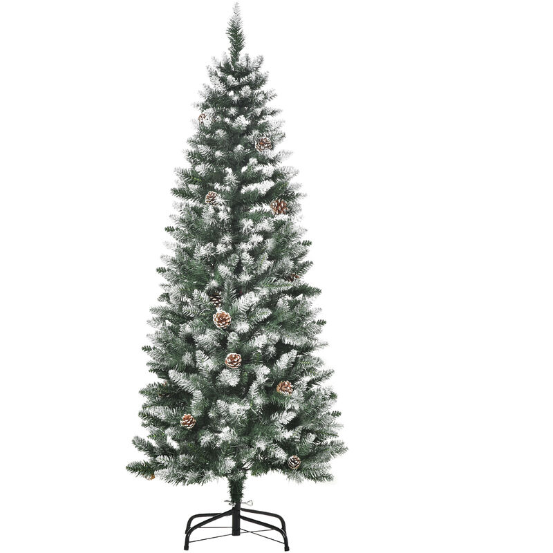 

Homcom - Árbol de Navidad Artificial 150 cm con 464 Ramas y 28 Piñas Hojas de PVC Base Plegable y Soporte Metálico Decoración Navideña para