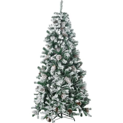 HOMCOM arbol de Navidad artificial altura 180 cm arbol nevado con 695 ramas 57 piñas apertura automática forma de torre base de acero plegable