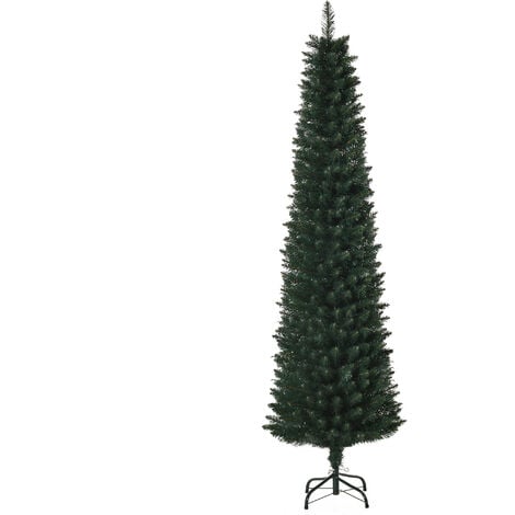 HOMCOM árbol de Navidad artificial altura 180cm ignífugo con 380 ramas hojas de PVC base plegable soporte metálico decoración navideña para interiores