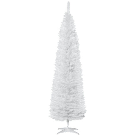 HOMCOM árbol de Navidad estrecho 210 cm, árbol de Navidad artificial con 499 ramas, base desmontable y soporte metálico, fácil montaje, verde
