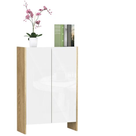 HOMCOM Armadietto 2 ante moderno 2 parti di spazio interno bianco color rovere