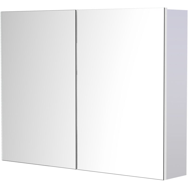 Homcom - Armadietto Pensile da Bagno mdf Bianco con Specchio (80 x 60 x 15 cm)