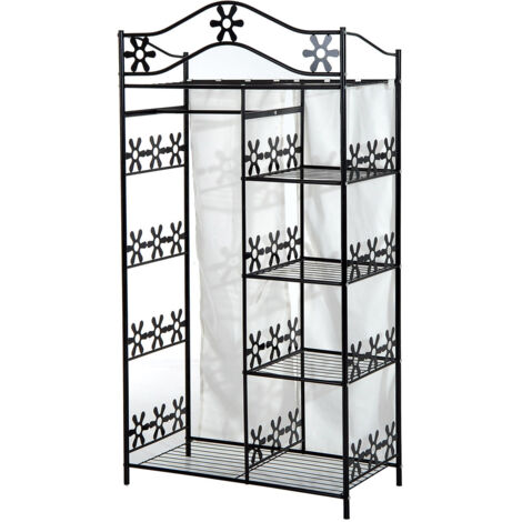 HomCom Armadio Guardaroba Appendiabiti in Ferro, Nero, 84x42x159cm