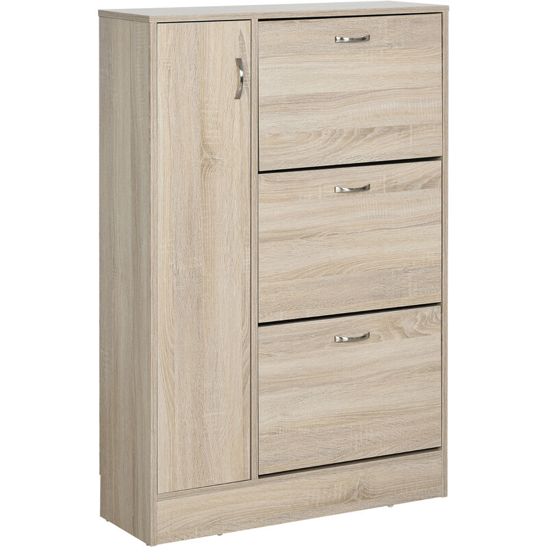 

Armario para Zapatos Estante Ajustable en 2 Niveles 12 pares 79x26x120 cm Madera - Natural