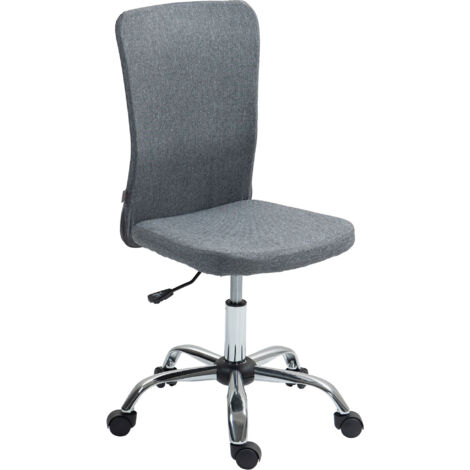 HOMCOM Armless Computer Desk Chair, Makeup Vanity Chair for Home, Grey