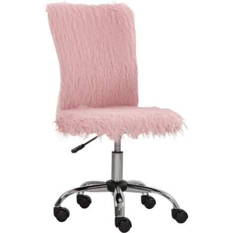 HOMCOM Armless Makeup Vanity Chair, Swivel Computer Chair, Pink