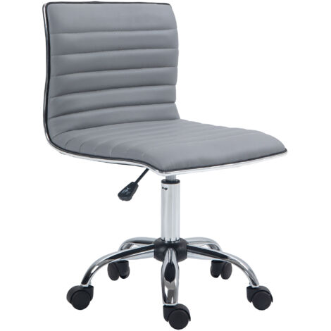 HOMCOM Armless Mid-Back Adjustable Office Chair with 360 Swivel Light Grey