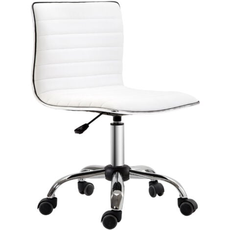 HOMCOM Armless Mid-Back Adjustable Office Chair with 360 Swivel White