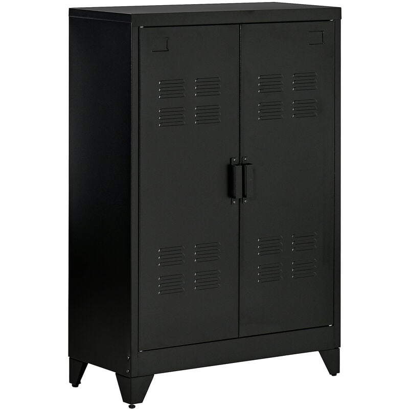 Homcom - Armoire de rangement métal design industriel - 2 étagères - structure piètement tôle métal noir