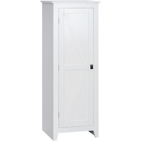 Homcom – Armoire de cuisine campagne chic 1 porte avec 3 étagères réglables – MDF blanc – Dimensions 43,5L x 40l x 121H cm – Charge max. 40 Kg