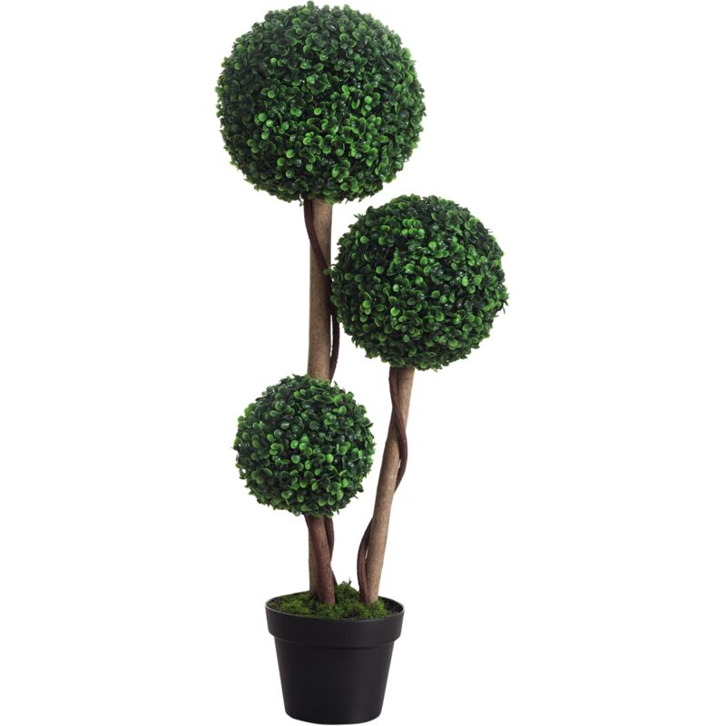 Artificial Plant Boxwood Ball Topiary Tree Indoor Outdoor, 90cm - Homcom