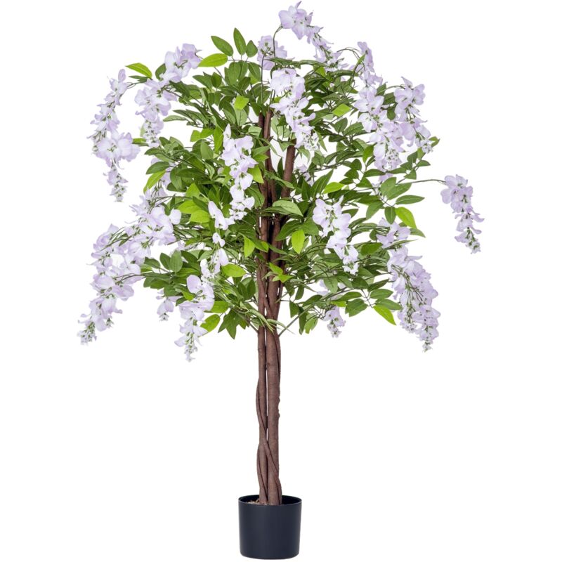 Homcom - Artificial Realistic Wisteria Flower Tree Faux Plant for Indoor Décor - Green