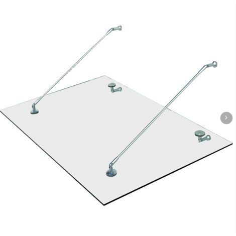 HOMCOM Außenvordach en verre trempé, porte d'entrée, acier inoxydable 304, verre transparent, 3 tailles (150x90 cm) (M)